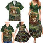 Personalised Koala Mum Australia Mother's Day Family Matching Summer Maxi Dress and Hawaiian Shirt Aboriginal Dot Art Floral Joey Hug