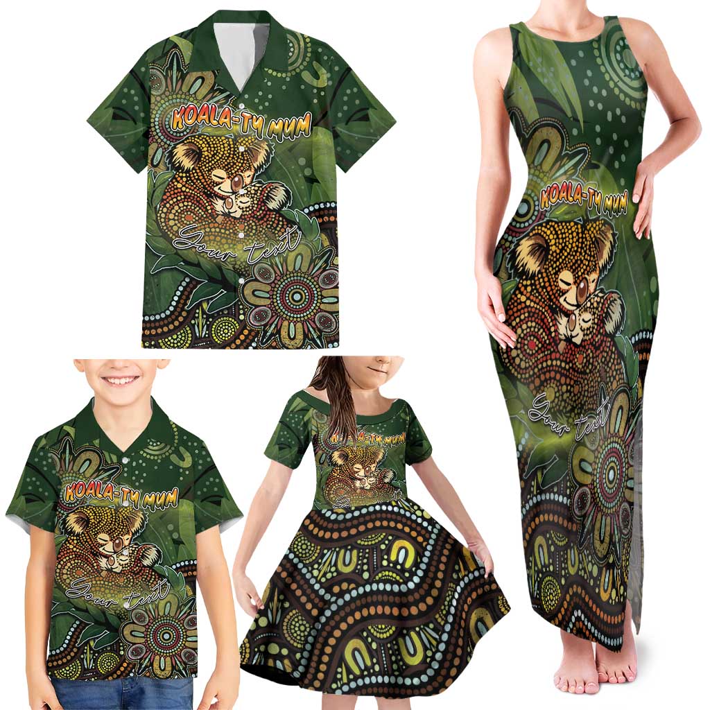 Personalised Koala Mum Australia Mother's Day Family Matching Tank Maxi Dress and Hawaiian Shirt Aboriginal Dot Art Floral Joey Hug