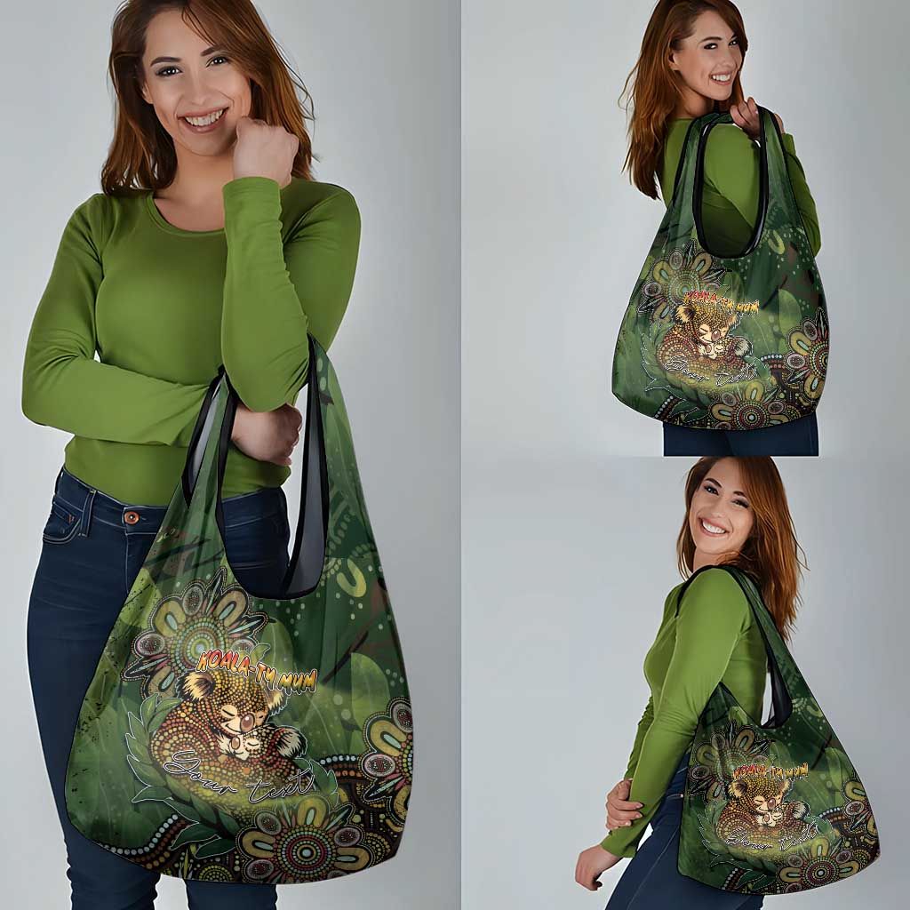 Personalised Koala Mum Australia Mother's Day Grocery Bag Aboriginal Dot Art Floral Joey Hug
