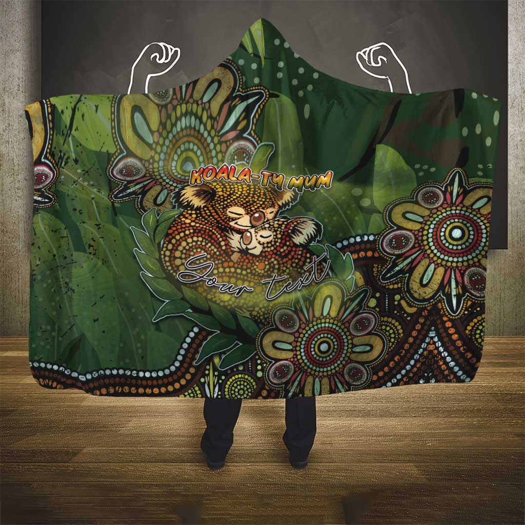 Personalised Koala Mum Australia Mother's Day Hooded Blanket Aboriginal Dot Art Floral Joey Hug