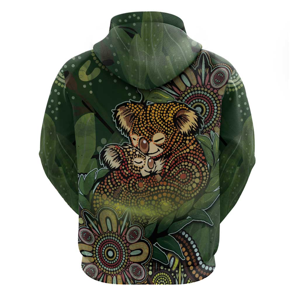Personalised Koala Mum Australia Mother's Day Hoodie Aboriginal Dot Art Floral Joey Hug