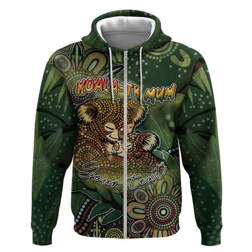 Personalised Koala Mum Australia Mother's Day Hoodie Aboriginal Dot Art Floral Joey Hug