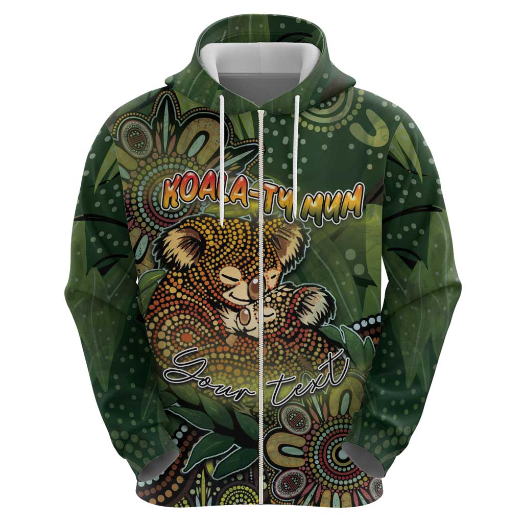 Personalised Koala Mum Australia Mother's Day Hoodie Aboriginal Dot Art Floral Joey Hug