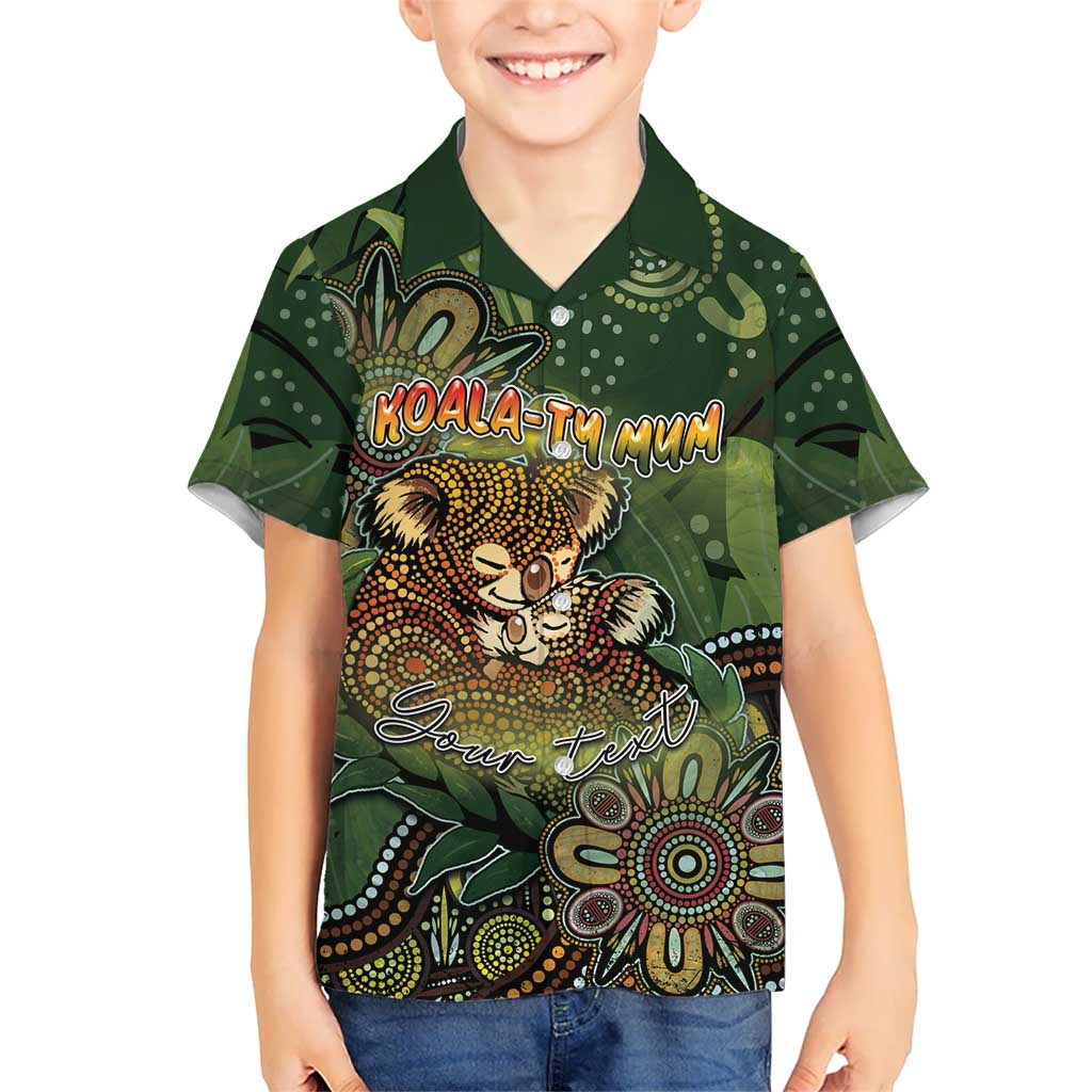 Personalised Koala Mum Australia Mother's Day Kid Hawaiian Shirt Aboriginal Dot Art Floral Joey Hug