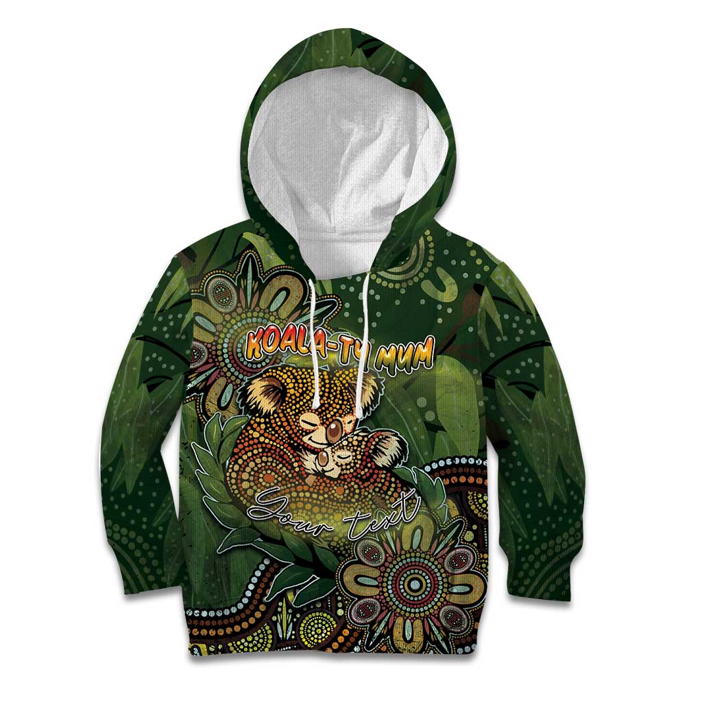 Personalised Koala Mum Australia Mother's Day Kid Hoodie Aboriginal Dot Art Floral Joey Hug