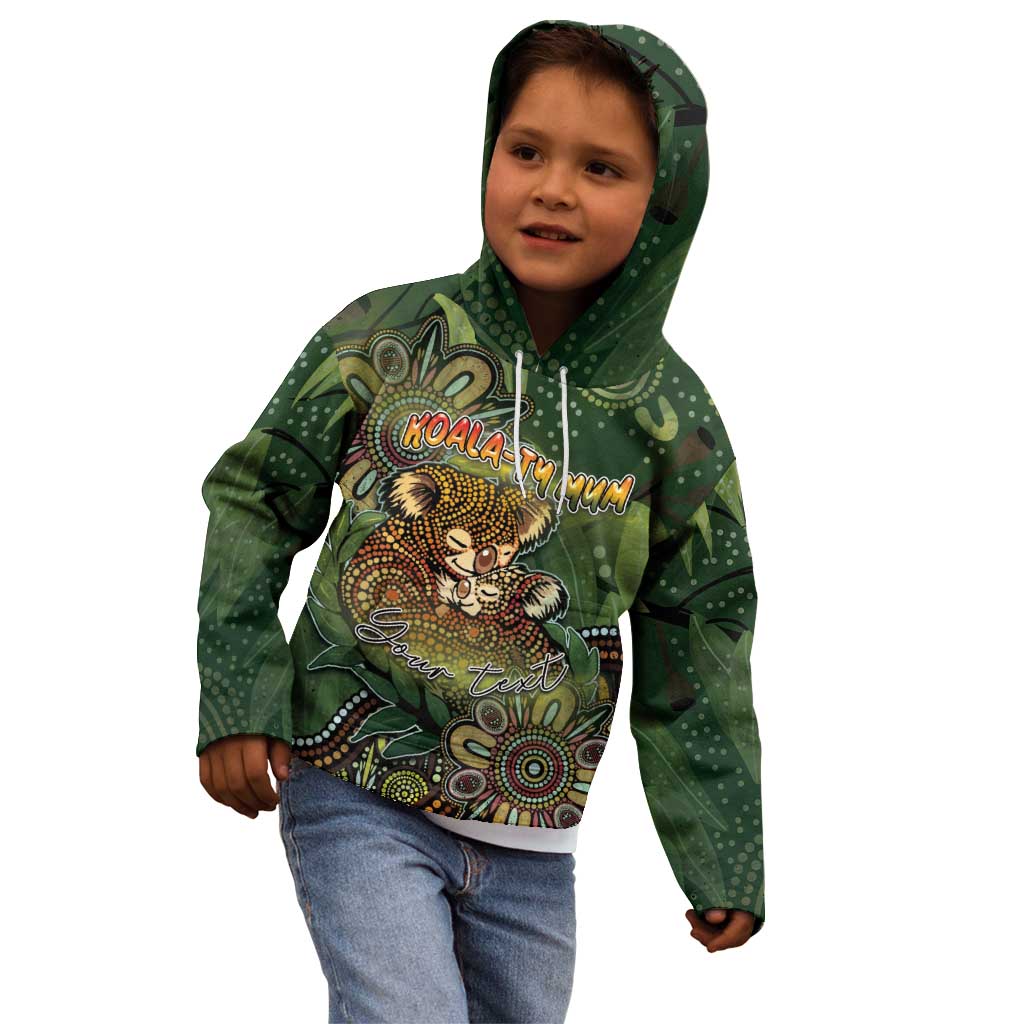 Personalised Koala Mum Australia Mother's Day Kid Hoodie Aboriginal Dot Art Floral Joey Hug