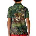 Personalised Koala Mum Australia Mother's Day Kid Polo Shirt Aboriginal Dot Art Floral Joey Hug