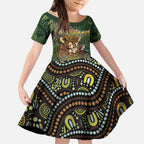 Personalised Koala Mum Australia Mother's Day Kid Short Sleeve Dress Aboriginal Dot Art Floral Joey Hug