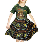 Personalised Koala Mum Australia Mother's Day Kid Short Sleeve Dress Aboriginal Dot Art Floral Joey Hug