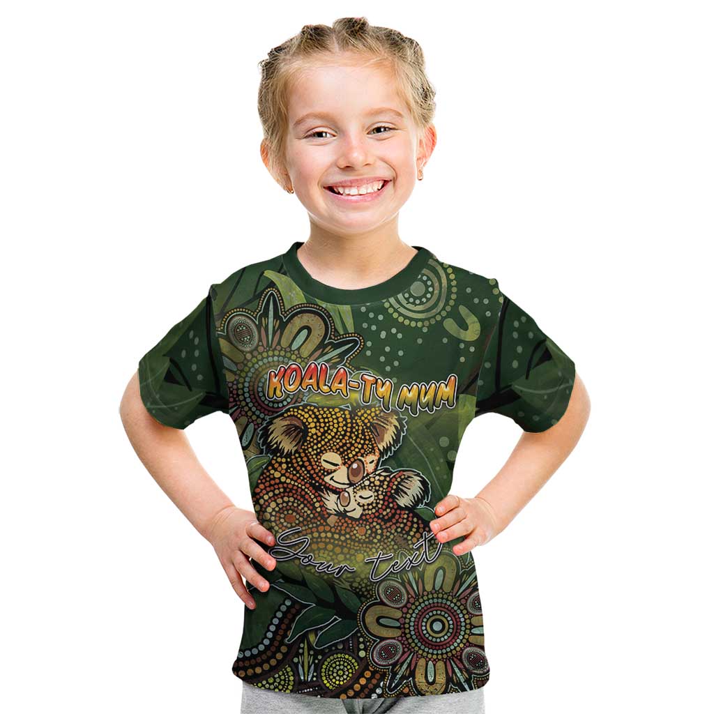 Personalised Koala Mum Australia Mother's Day Kid T Shirt Aboriginal Dot Art Floral Joey Hug