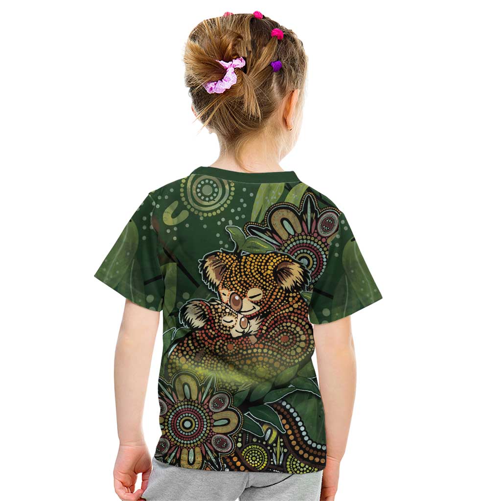 Personalised Koala Mum Australia Mother's Day Kid T Shirt Aboriginal Dot Art Floral Joey Hug