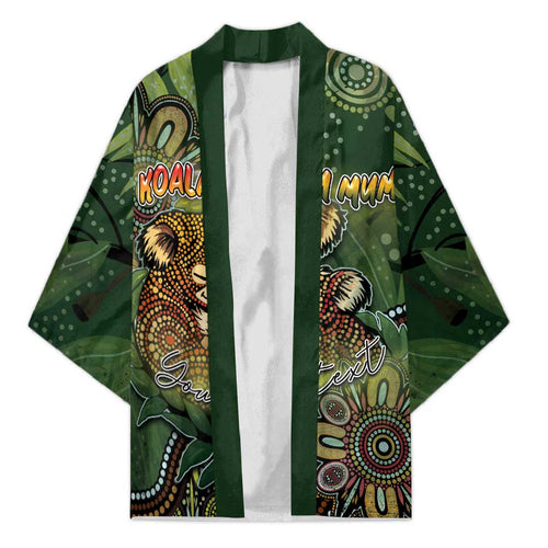 Personalised Koala Mum Australia Mother's Day Kimono Aboriginal Dot Art Floral Joey Hug