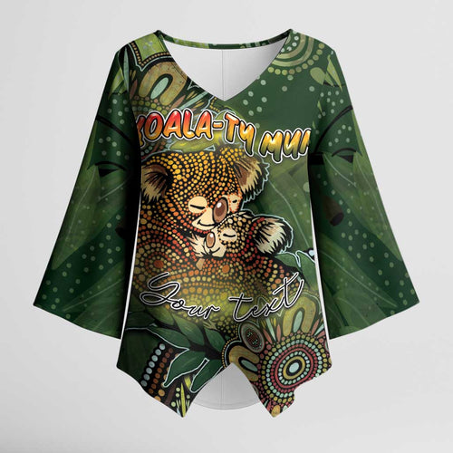 Personalised Koala Mum Australia Mother's Day Kimono Sleeve Blouse Aboriginal Dot Art Floral Joey Hug