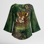 Personalised Koala Mum Australia Mother's Day Kimono Sleeve Blouse Aboriginal Dot Art Floral Joey Hug