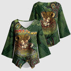Personalised Koala Mum Australia Mother's Day Kimono Sleeve Blouse Aboriginal Dot Art Floral Joey Hug
