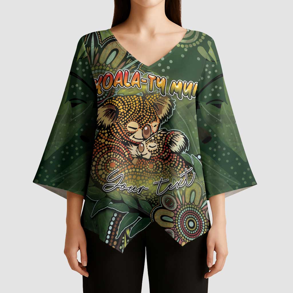 Personalised Koala Mum Australia Mother's Day Kimono Sleeve Blouse Aboriginal Dot Art Floral Joey Hug