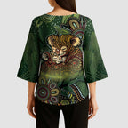 Personalised Koala Mum Australia Mother's Day Kimono Sleeve Blouse Aboriginal Dot Art Floral Joey Hug