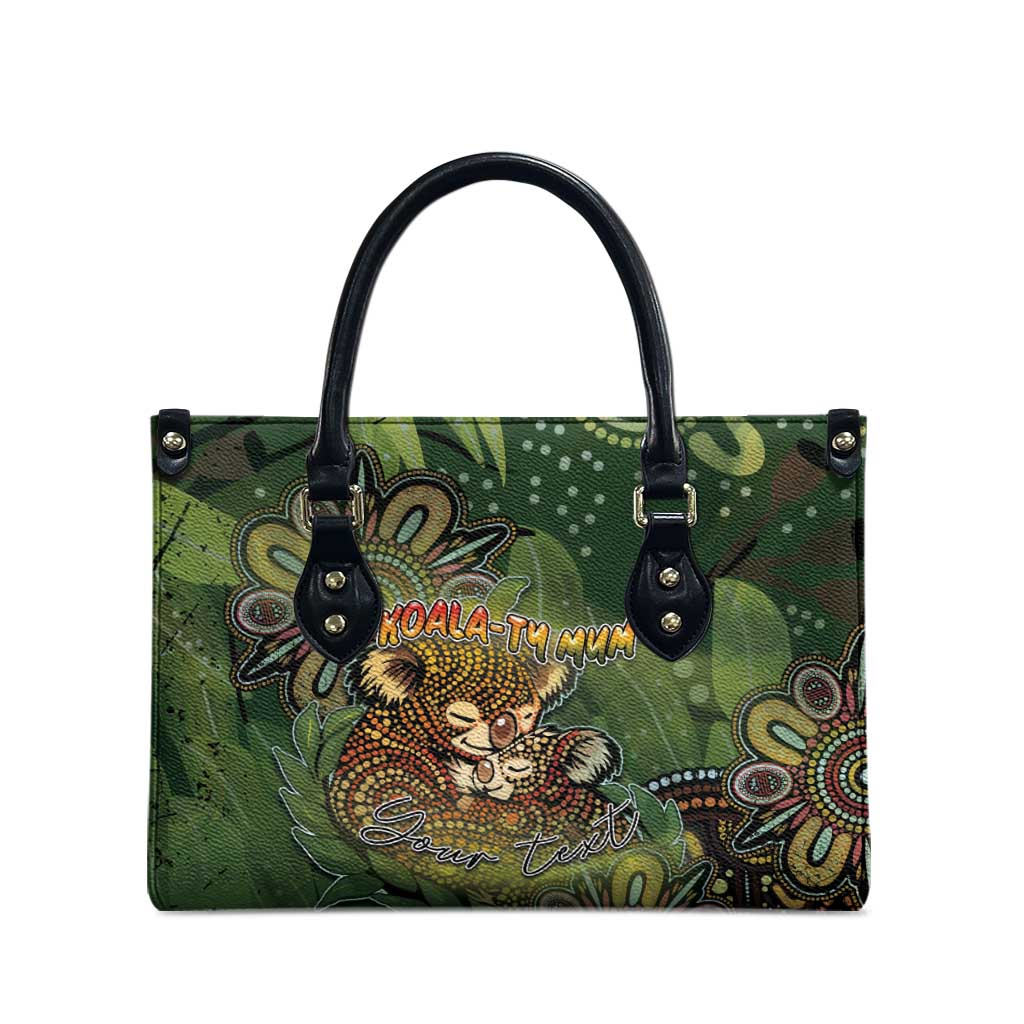 Personalised Koala Mum Australia Mother's Day Leather Bag Aboriginal Dot Art Floral Joey Hug