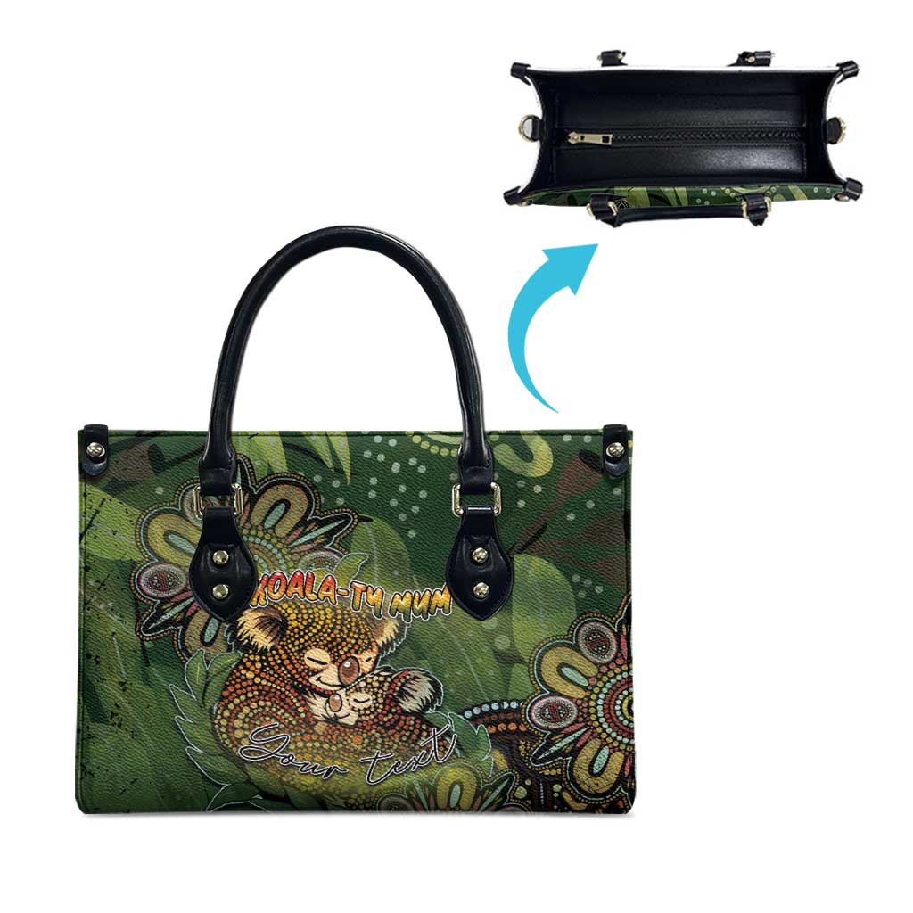 Personalised Koala Mum Australia Mother's Day Leather Bag Aboriginal Dot Art Floral Joey Hug