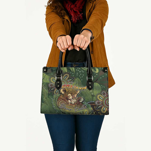 Personalised Koala Mum Australia Mother's Day Leather Bag Aboriginal Dot Art Floral Joey Hug