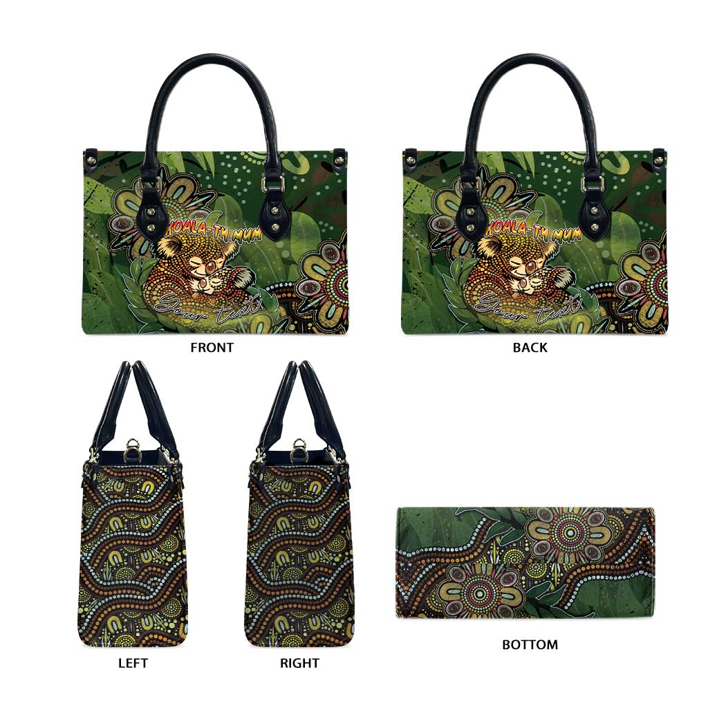 Personalised Koala Mum Australia Mother's Day Leather Bag Aboriginal Dot Art Floral Joey Hug