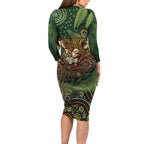 Personalised Koala Mum Australia Mother's Day Long Sleeve Bodycon Dress Aboriginal Dot Art Floral Joey Hug