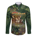 Personalised Koala Mum Australia Mother's Day Long Sleeve Button Shirt Aboriginal Dot Art Floral Joey Hug