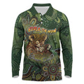Personalised Koala Mum Australia Mother's Day Long Sleeve Polo Shirt Aboriginal Dot Art Floral Joey Hug