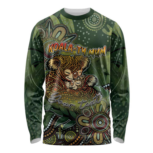 Personalised Koala Mum Australia Mother's Day Long Sleeve Shirt Aboriginal Dot Art Floral Joey Hug