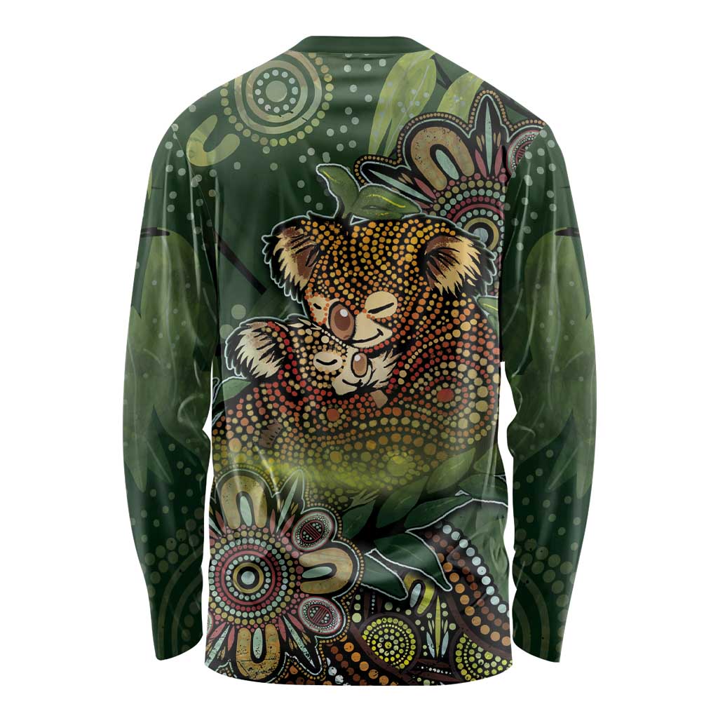 Personalised Koala Mum Australia Mother's Day Long Sleeve Shirt Aboriginal Dot Art Floral Joey Hug