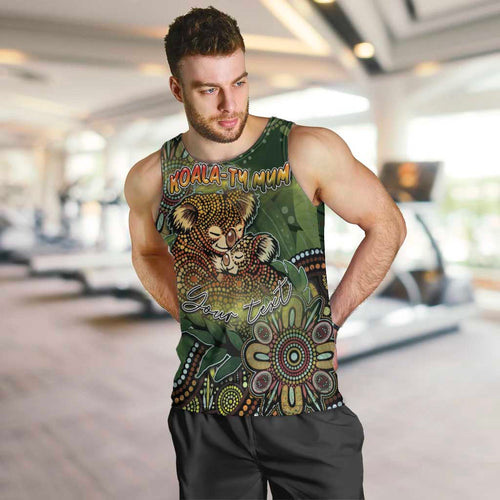 Personalised Koala Mum Australia Mother's Day Men Tank Top Aboriginal Dot Art Floral Joey Hug