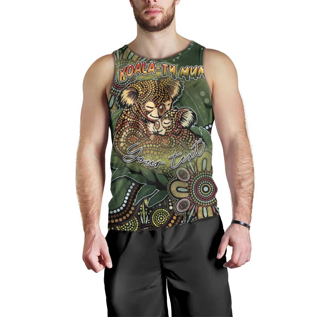 Personalised Koala Mum Australia Mother's Day Men Tank Top Aboriginal Dot Art Floral Joey Hug