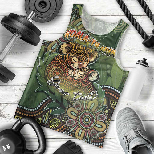 Personalised Koala Mum Australia Mother's Day Men Tank Top Aboriginal Dot Art Floral Joey Hug