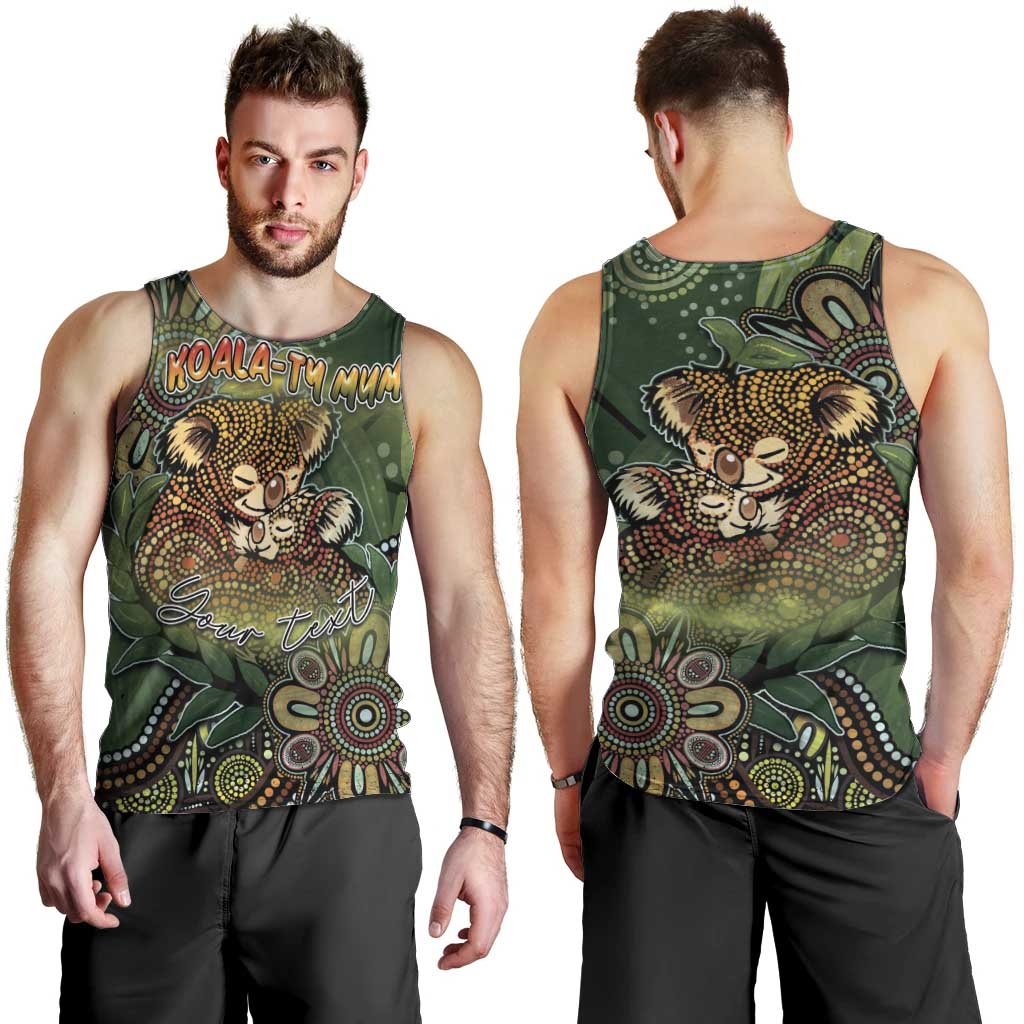 Personalised Koala Mum Australia Mother's Day Men Tank Top Aboriginal Dot Art Floral Joey Hug
