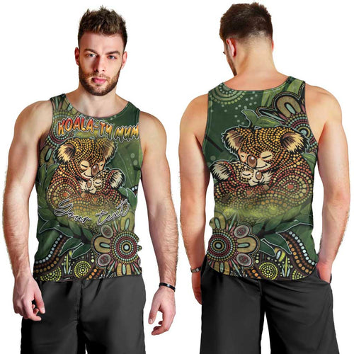 Personalised Koala Mum Australia Mother's Day Men Tank Top Aboriginal Dot Art Floral Joey Hug