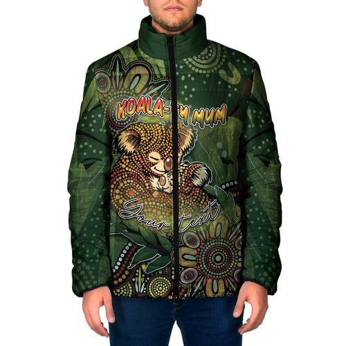 Personalised Koala Mum Australia Mother's Day Padded Jacket Aboriginal Dot Art Floral Joey Hug