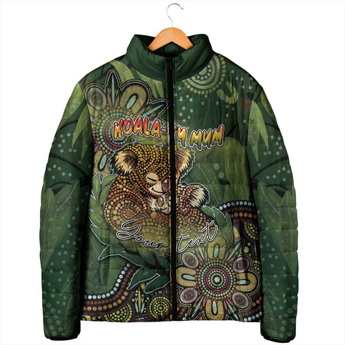 Personalised Koala Mum Australia Mother's Day Padded Jacket Aboriginal Dot Art Floral Joey Hug