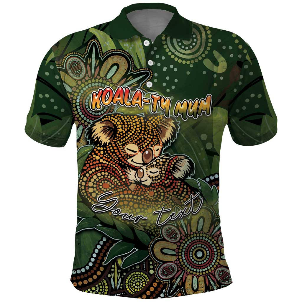Personalised Koala Mum Australia Mother's Day Polo Shirt Aboriginal Dot Art Floral Joey Hug