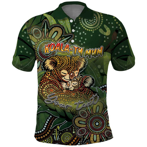 Personalised Koala Mum Australia Mother's Day Polo Shirt Aboriginal Dot Art Floral Joey Hug