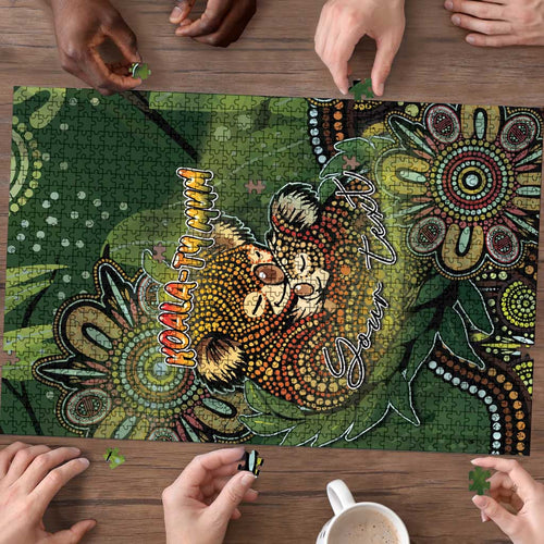 Personalised Koala Mum Australia Mother's Day Puzzle Aboriginal Dot Art Floral Joey Hug