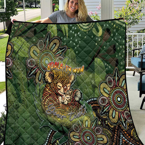 Personalised Koala Mum Australia Mother's Day Quilt Aboriginal Dot Art Floral Joey Hug