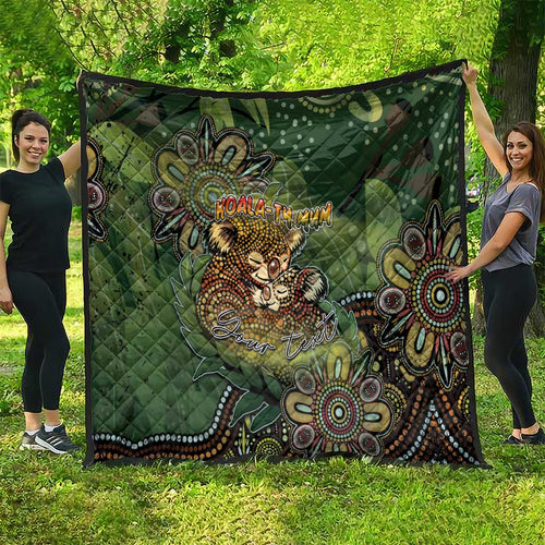 Personalised Koala Mum Australia Mother's Day Quilt Aboriginal Dot Art Floral Joey Hug