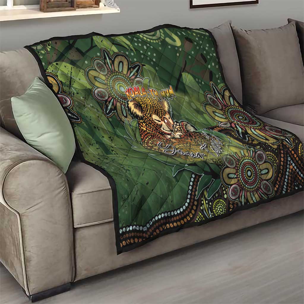 Personalised Koala Mum Australia Mother's Day Quilt Aboriginal Dot Art Floral Joey Hug