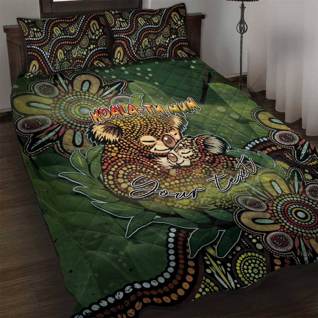 Personalised Koala Mum Australia Mother's Day Quilt Bed Set Aboriginal Dot Art Floral Joey Hug