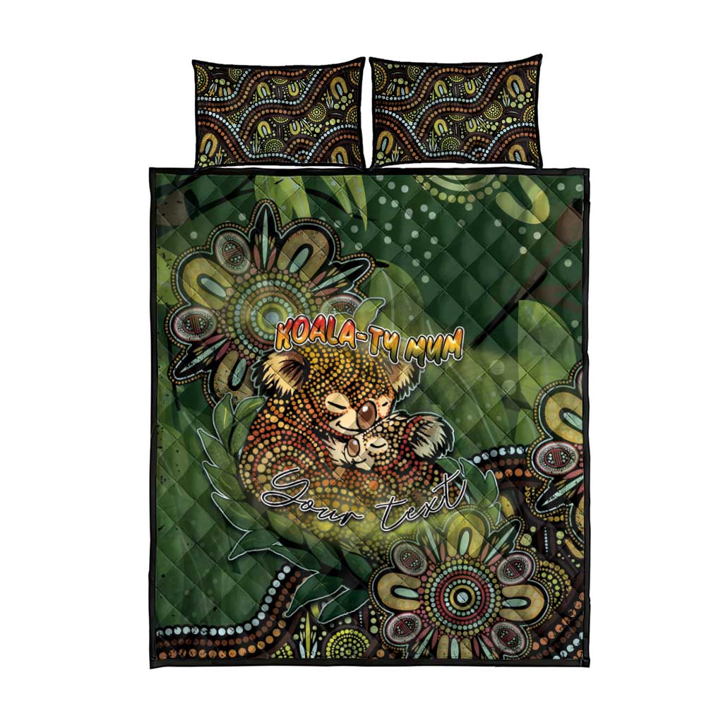 Personalised Koala Mum Australia Mother's Day Quilt Bed Set Aboriginal Dot Art Floral Joey Hug