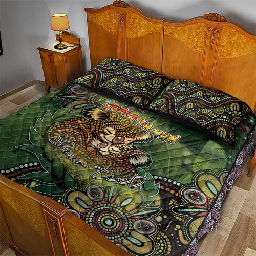 Personalised Koala Mum Australia Mother's Day Quilt Bed Set Aboriginal Dot Art Floral Joey Hug