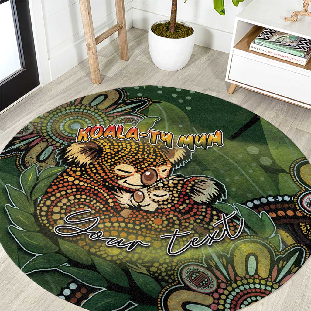Personalised Koala Mum Australia Mother's Day Round Carpet Aboriginal Dot Art Floral Joey Hug