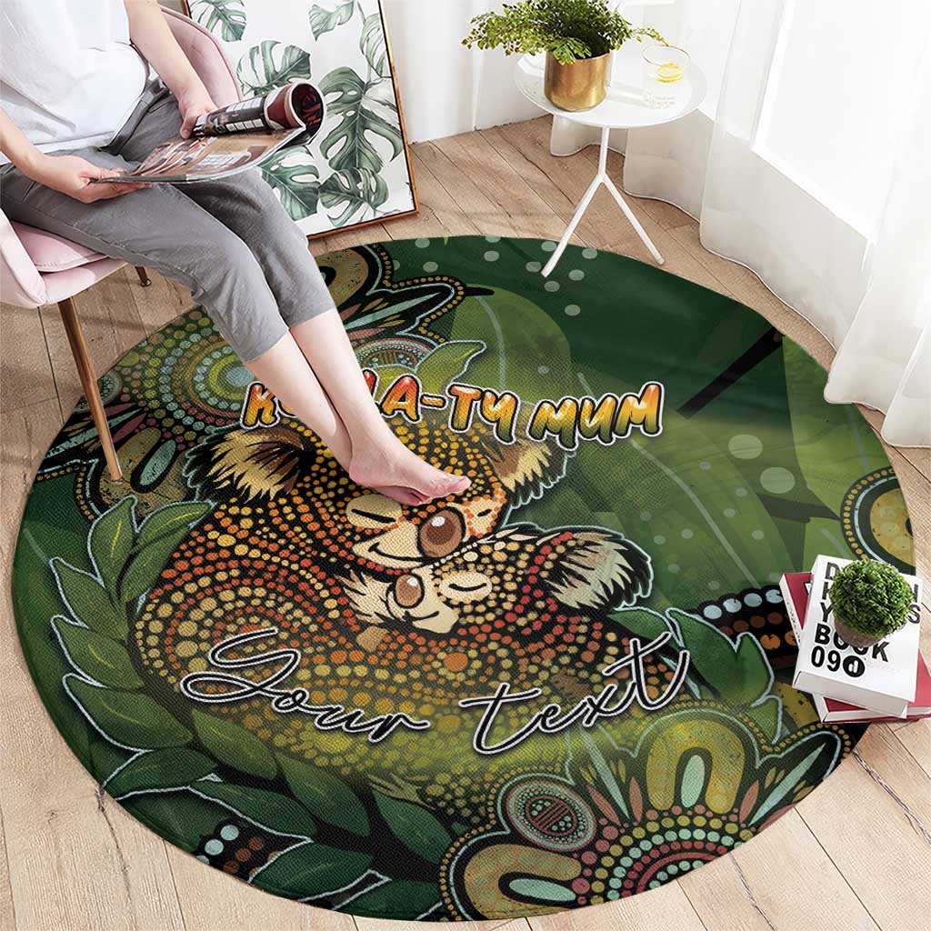 Personalised Koala Mum Australia Mother's Day Round Carpet Aboriginal Dot Art Floral Joey Hug