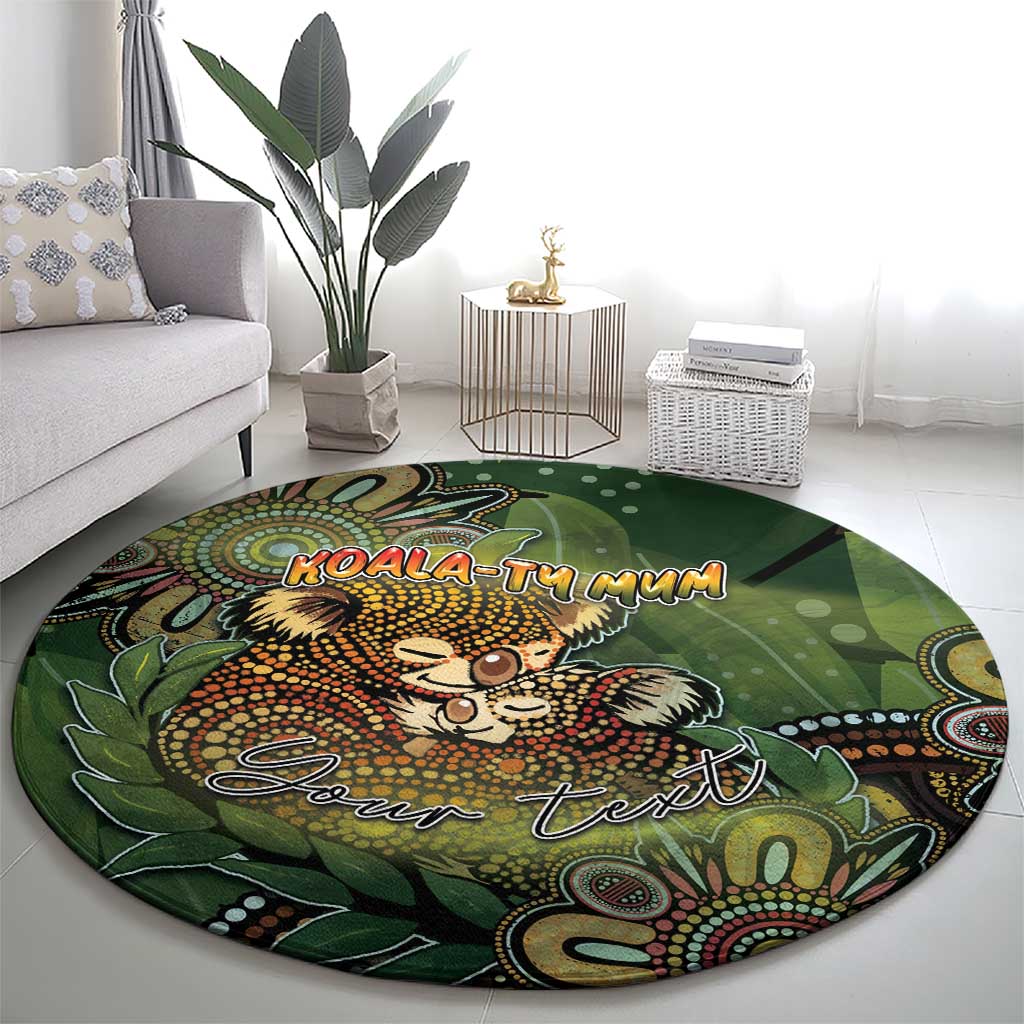 Personalised Koala Mum Australia Mother's Day Round Carpet Aboriginal Dot Art Floral Joey Hug