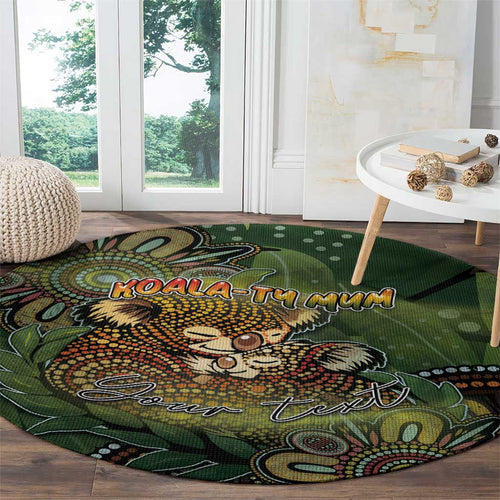 Personalised Koala Mum Australia Mother's Day Round Carpet Aboriginal Dot Art Floral Joey Hug